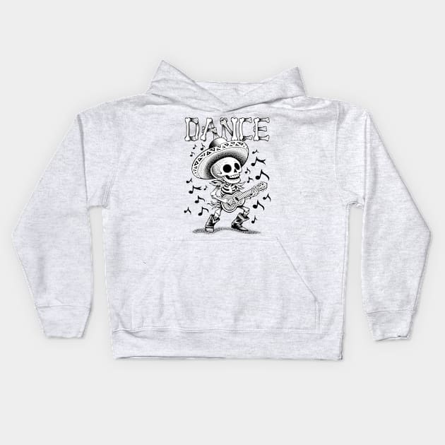 Funny Musician Skeleton Kids Hoodie by ilhnklv